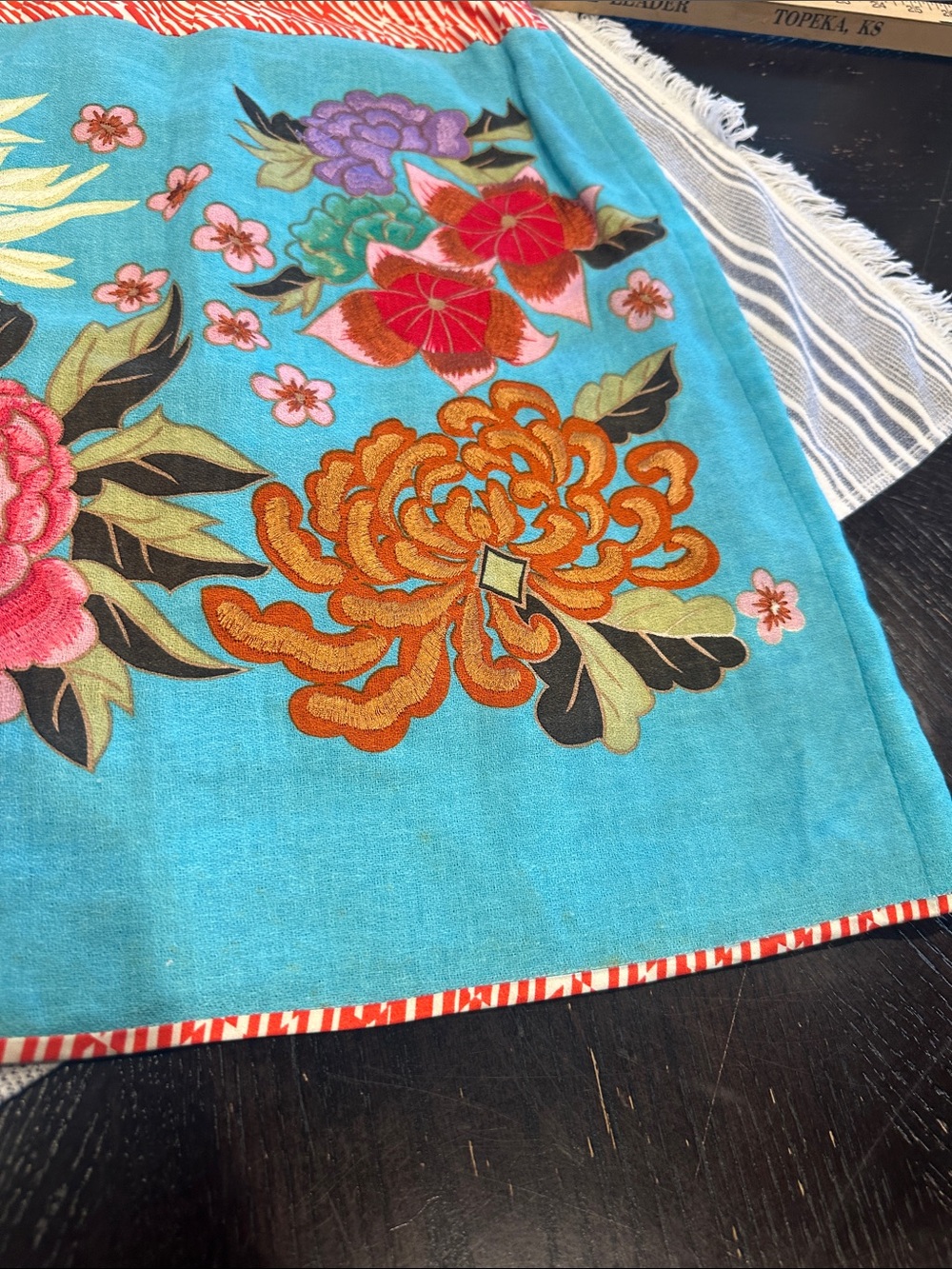 Etcetera Skirt Size 8 Linen Blend Floral Embroidered A line Colorful - Picture 4 of 10